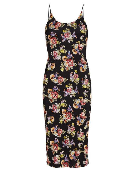 Alice + Olivia Synthetic Delora Fitted Floral Midi-dress in Black | Lyst