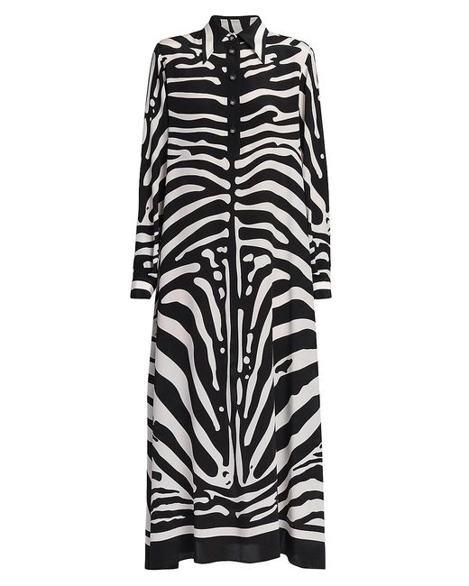 Dolce & Gabbana Silk Zebra Zebra-print Maxi Shirtdress in Black | Lyst