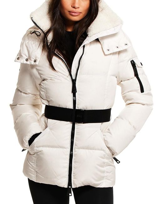 Sam. Liv Belted Puffer Jacket in Natural Lyst