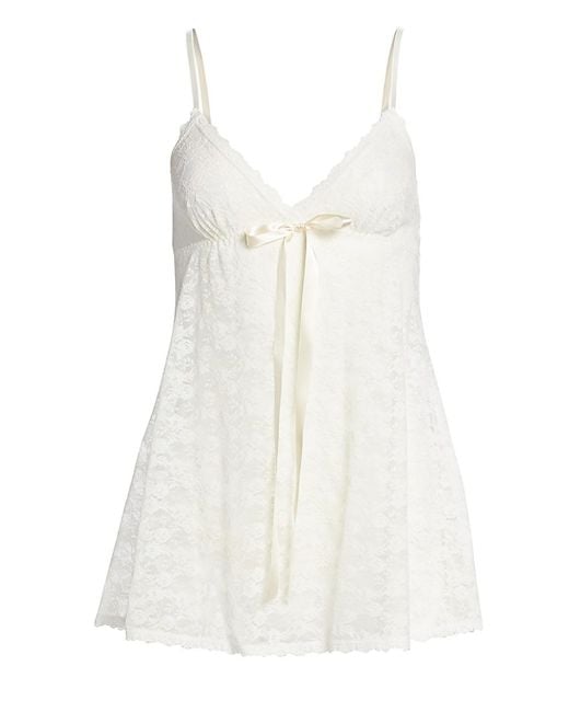 Hanky Panky Satin Peek-a-boo Babydoll With G-string in Light Ivory ...