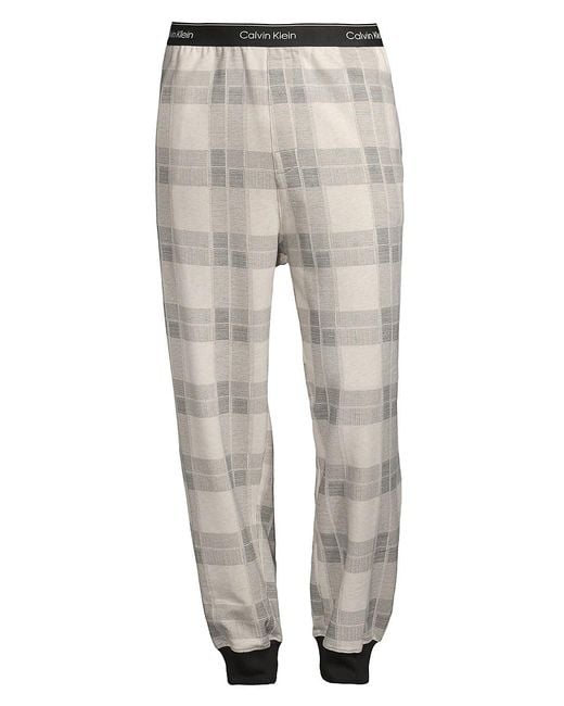Calvin Klein Plaid Cotton-blend Pajama Pants in Gray for Men | Lyst