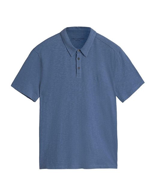 John Varvatos Victor Peace Sign Cotton Polo Shirt in Blue for Men | Lyst