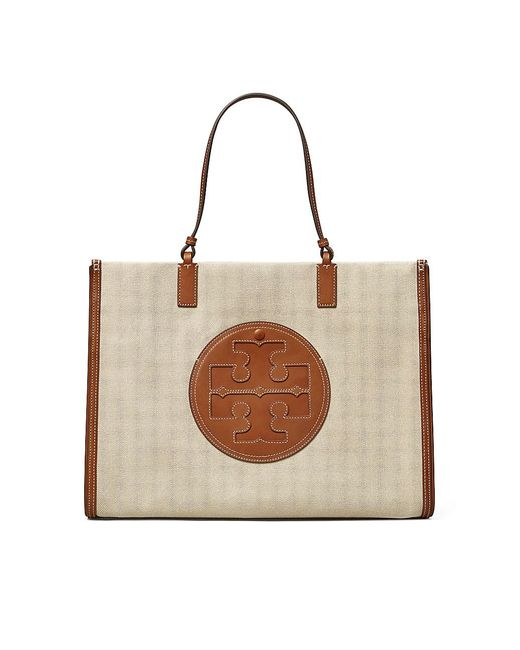 Tory Burch Ella Canvas Tote in Natural | Lyst