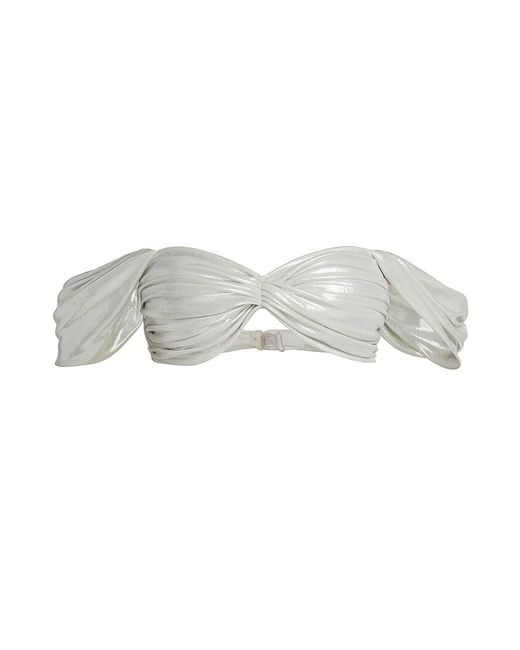 Norma Kamali Walter Cropped Bikini Top in White | Lyst
