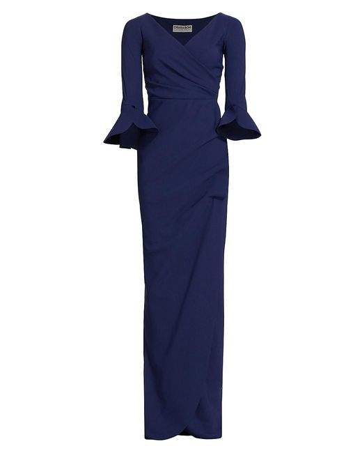 La Petite Robe Di Chiara Boni Zalfa Ruched Gown in Blue | Lyst