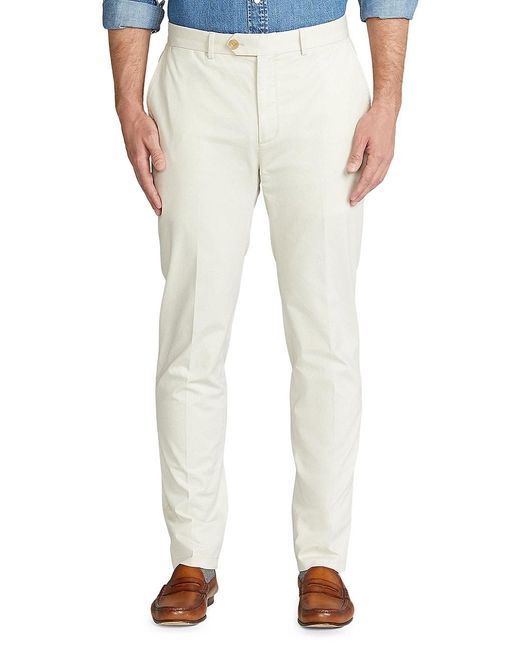 Ralph Lauren Purple Label Cotton Eaton French Fly Pants in White Sand ...