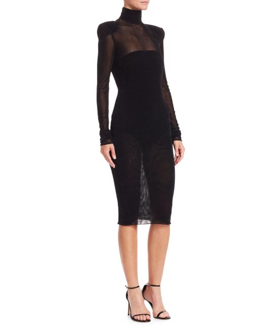 Synthetic Sheer Turtleneck Dress 