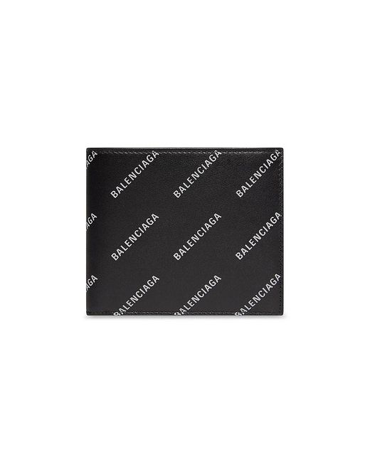 Balenciaga Cash Square Folded Wallet With Reflective All Over Logo in Black  for Men | Lyst