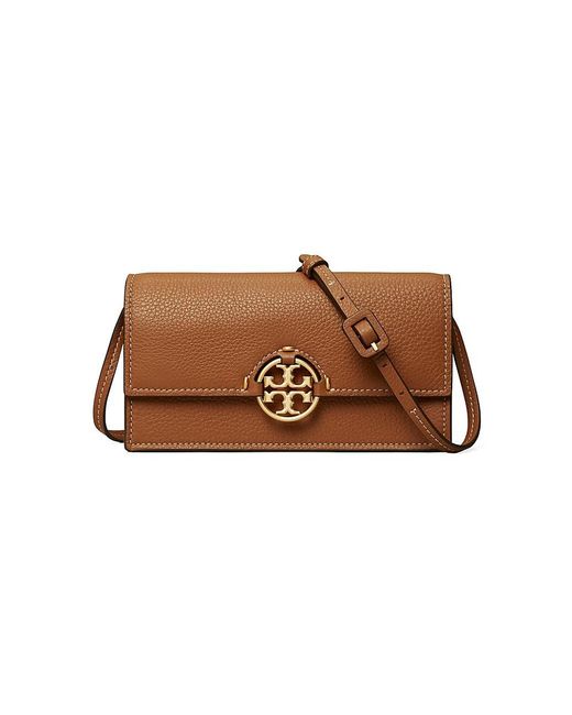 Tory Burch Miller Leather Crossbody Wallet In Brown Lyst