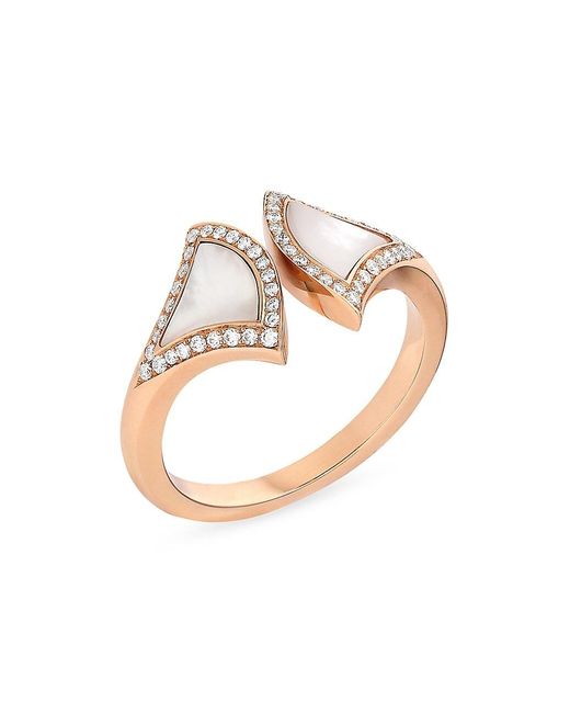 BVLGARI Divas' Dream 18k Rose Gold, Mother-of-pearl, & Diamond Ring | Lyst