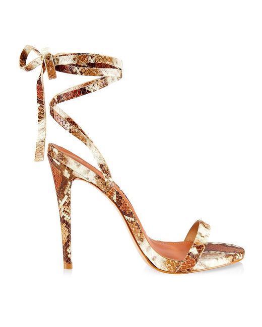 Schutz Cloe Snake-embossed Leather Ankle-wrap Sandals | Lyst