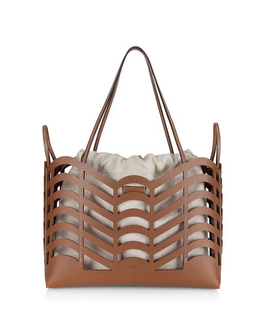 Chloé Kayan Leather Tote in Caramel (Brown) | Lyst