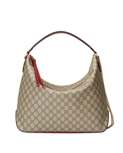 Gucci Linea Large GG Supreme Canvas Hobo Bag in Natural | Lyst
