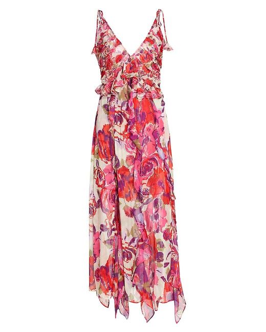 MISA Los Angles Synthetic Diana Floral Georgette Maxi Dress in Red | Lyst
