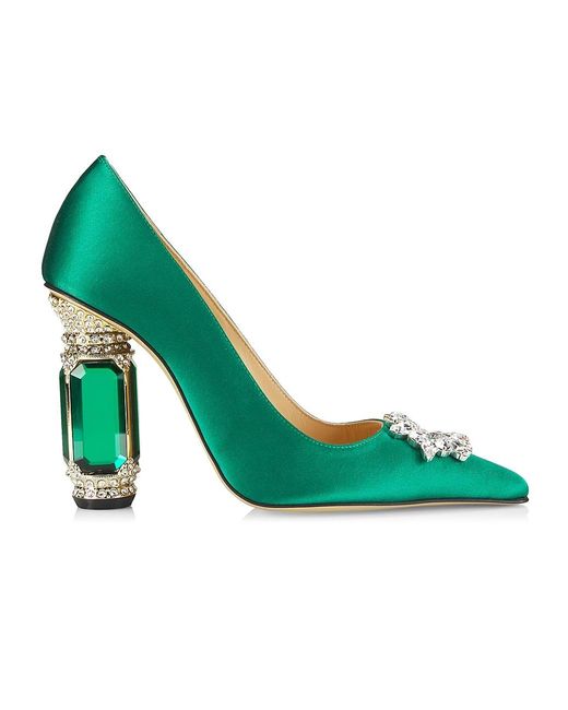 Nalebe Aurum Crystalembellished Satin Pumps in Green Lyst