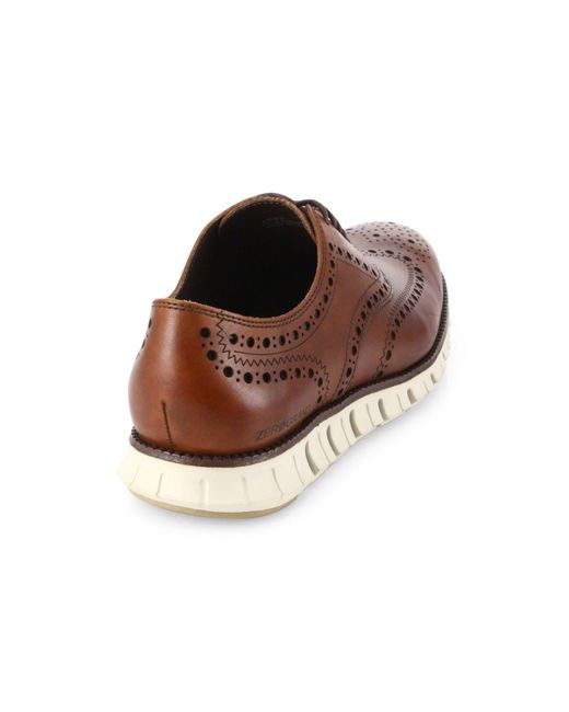 cole haan zerogrand wingtip oxfords tan