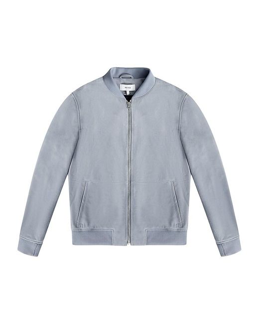 Reiss Dilan Zip-up Suede Bomber Jacket in Soft Blue (Blue) for Men - Lyst