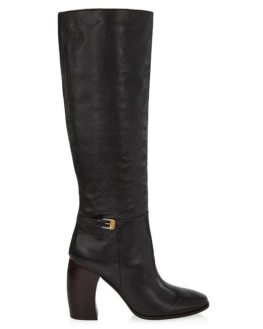 Tory Burch Banana Heel Leather Boots in Black | Lyst