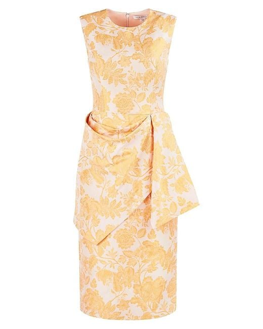 Kay Unger Synthetic Tina Draped Floral-jacquard Dress | Lyst