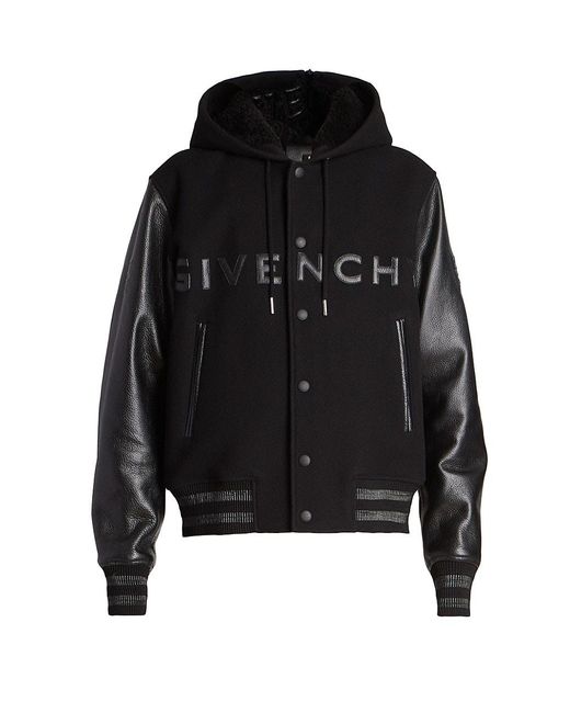 Givenchy Hooded Logo Varsity Jacket in Black for Men | Lyst