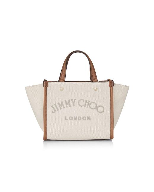 Jimmy Choo Varenne Canvas Logo Tote in Natural | Lyst