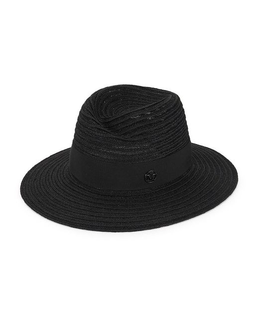 Maison Michel Virginie Straw Fedora Hat in Black | Lyst