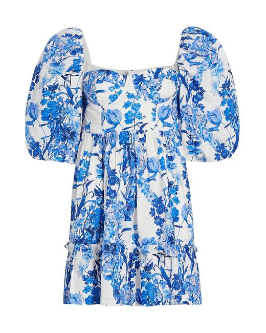 Cara Cara Jessica Puff-sleeve Bustier Minidress in Blue | Lyst