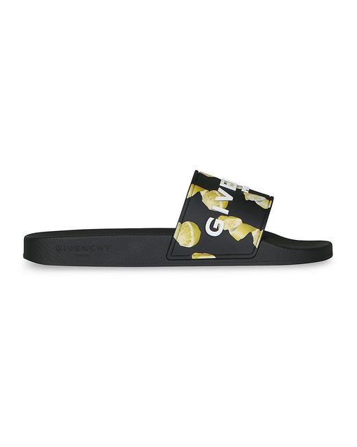 Givenchy Slide Flat Sandals In Rubber With Lemons Print in Black for ...