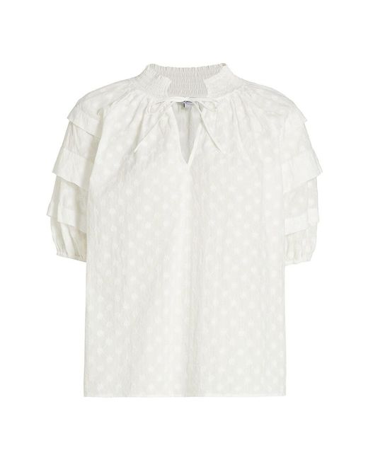 Rails Cotton Paris Embroidered Peasant Top in White | Lyst