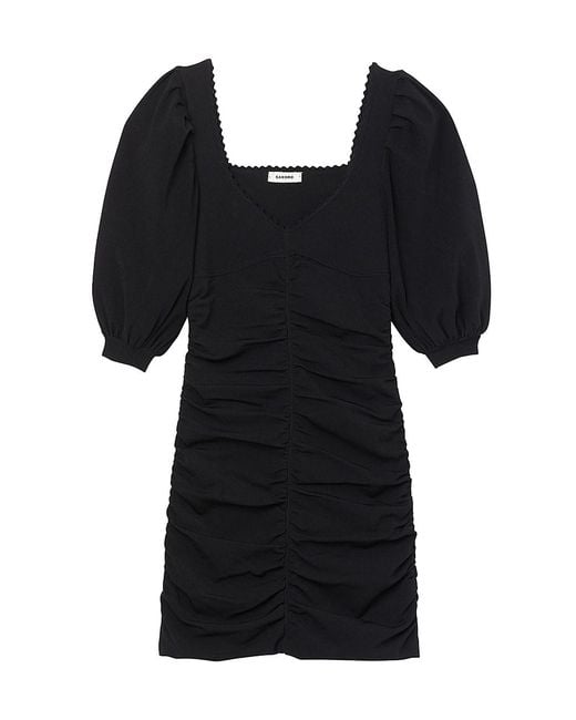 Sandro Short Knitted Dress In Black 