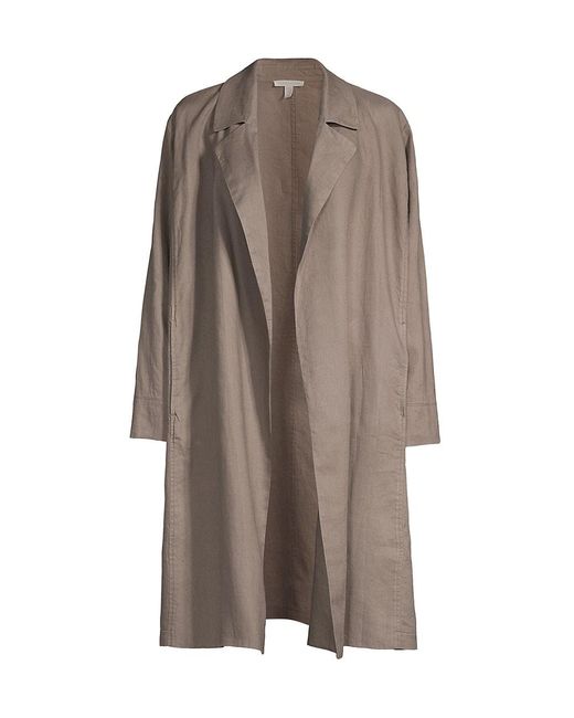 Eileen Fisher Linen Trench Coat in Brown Lyst