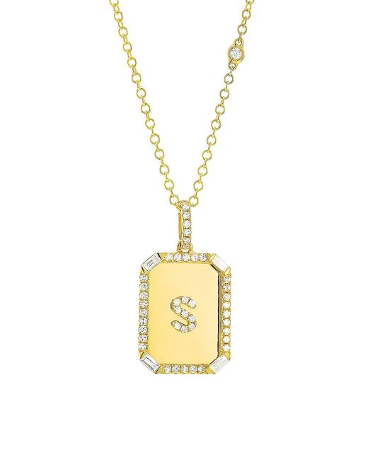 SHAY Mini Initial Nameplate 18k Yellow Gold & Diamond Pendant Necklace ...