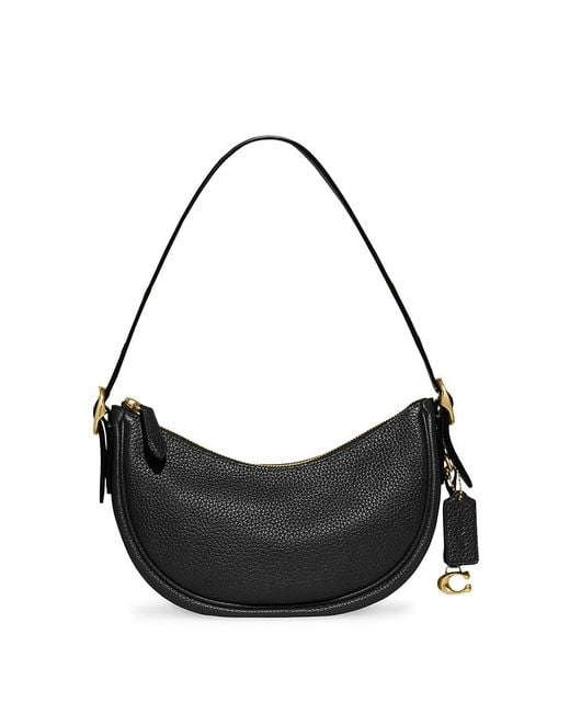 COACH Luna Pebble Leather Shoulder Bag in Black | Lyst