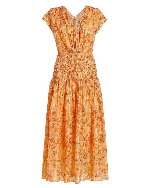 Acler Cotton Bicknell Floral Maxi Dress in Peach Parfait (Orange) | Lyst