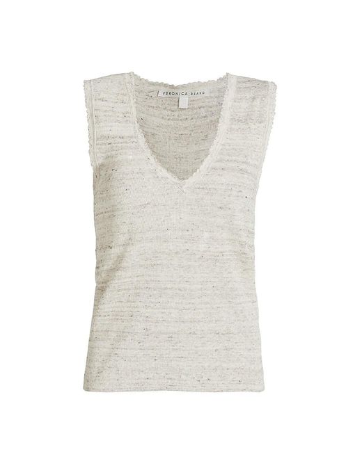 Veronica Beard Shaz Linen-blend Knit Tank in Grey Melange (Gray) | Lyst