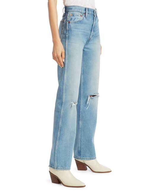 90s ultra high rise acid wash straight jeans