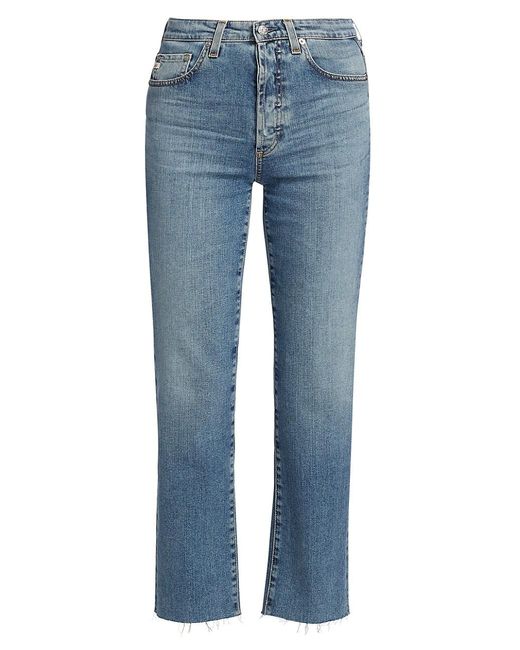 AG Jeans Denim Alexxis High-rise Slim-straight Crop Jeans in Blue | Lyst