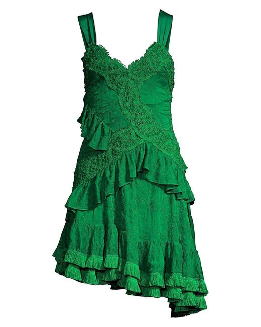 Alexis Lakshmi Ruffle Lace Mini Dress in Green | Lyst