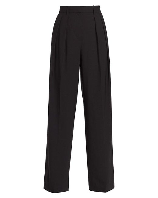 Theory Virgin Wool High-rise Double-pleated Pants in Black | Lyst