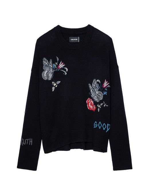 Zadig & Voltaire Markus Intarsia Cashmere Pullover Sweater in Blue Lyst