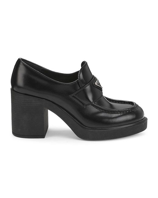 Prada Chocolate Flow Block-heel Loafers in Black | Lyst