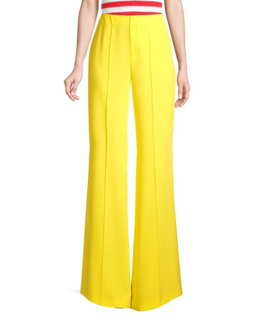 Alice + Olivia Dylan High-waist Wide-leg Pants in Yellow | Lyst