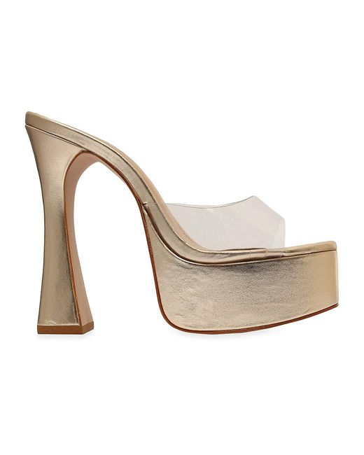 Schutz Haila Metallic Leather Platform Sandals | Lyst