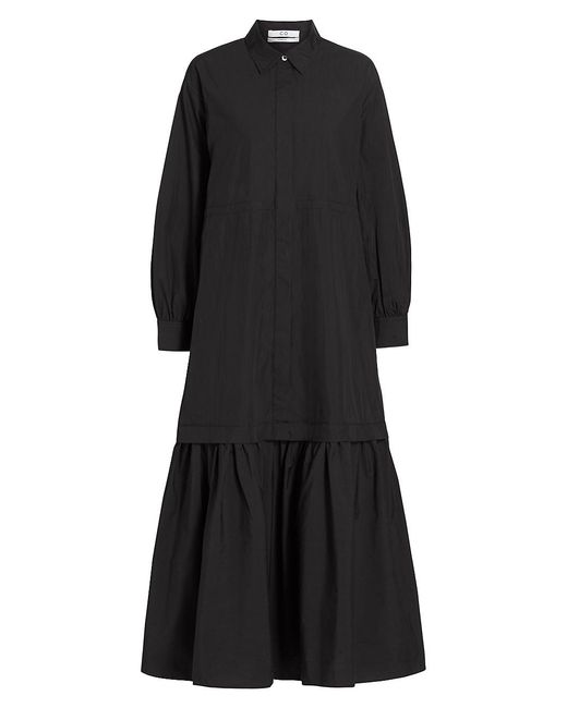 Co. Cotton Essentials Poplin Tier Midi Dress in Black - Lyst