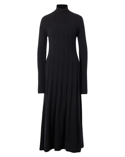 LVIR Wool Turtleneck Rib-knit Midi-dress in Black | Lyst