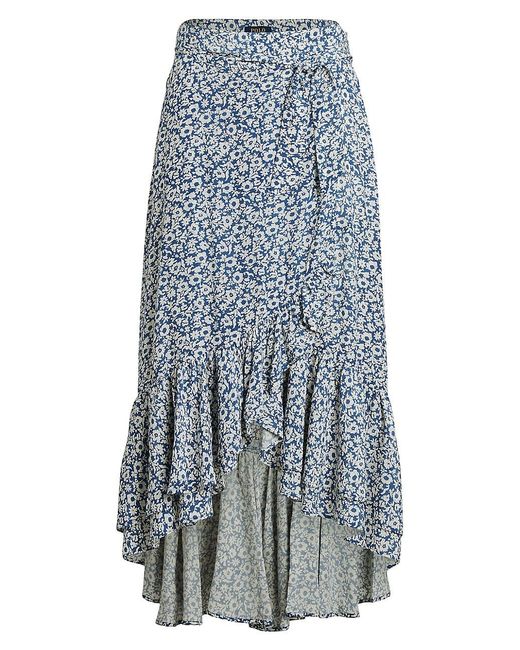 Polo Ralph Lauren Floral Wrap Skirt in Blue | Lyst