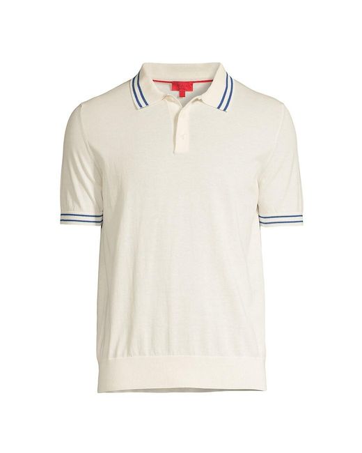 Isaia White Cotton Polo Shirt for men