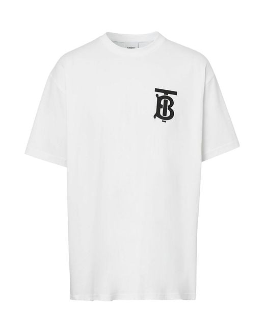 Burberry Cotton Tb Monogram T-shirt in White for Men - Save 26% - Lyst