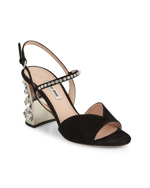 jewelled block heel sandals