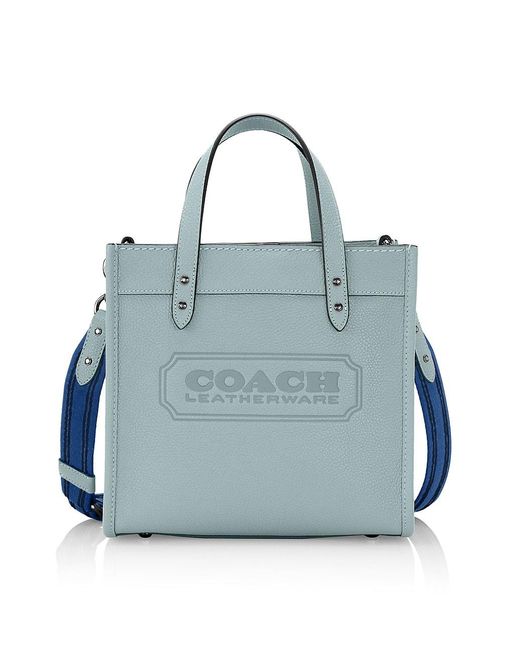 COACH Field 22 Pebble Leather Tote in Blue Lyst